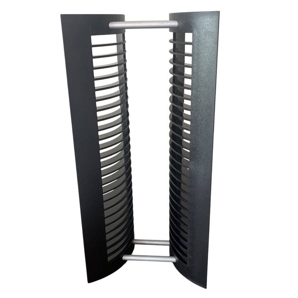 Vtg Atlantic CD Tower 25 Disc Holder Organizer Storage Black silver Retro Games